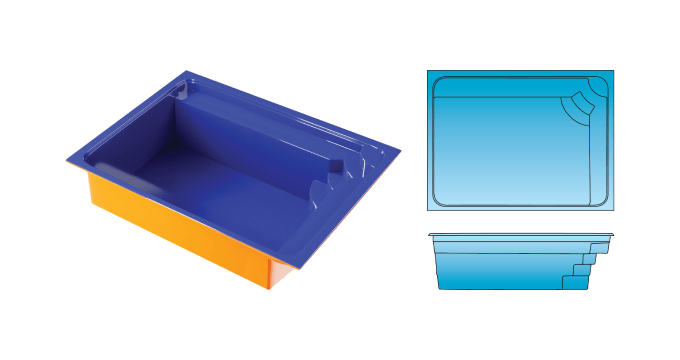 Calm rectangle fiberglass pool from Composite Pools Canada