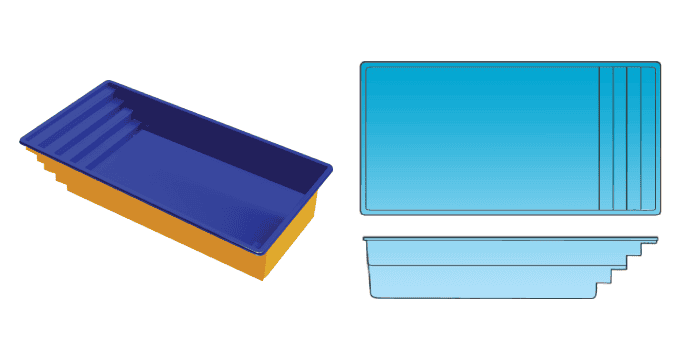 Festive 10x21 rectangle fiberglass pool without bench from Composite Pools Canada