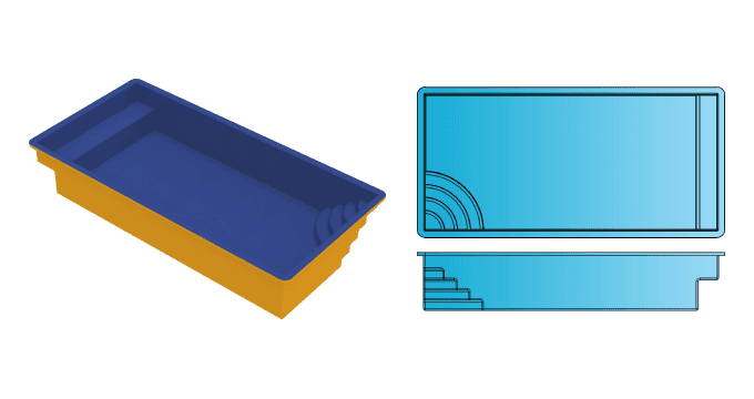Royal rectangle fiberglass pool and spa from Composite Pools Canada